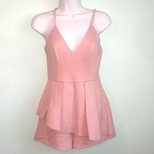 Fashion Nova Dusty Rose Gold Pink Romper Sz Medium